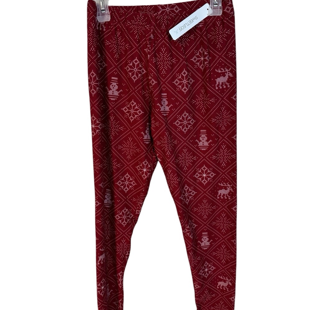 Red Snowflake Pattern womens Leggings